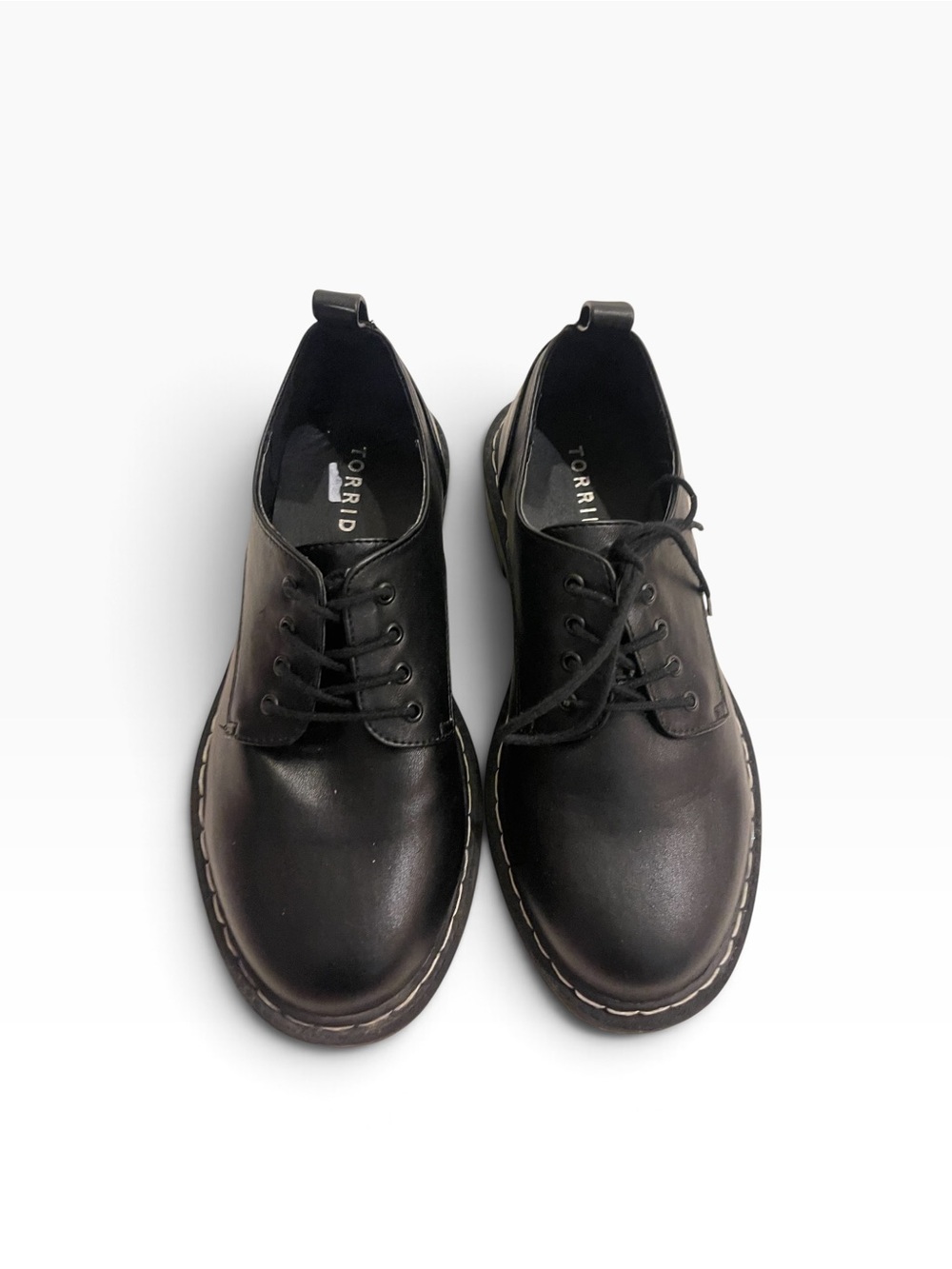 Torrid Black Faux Leather Chunky Lace Up Oxford Shoes - Picture 3 of 6